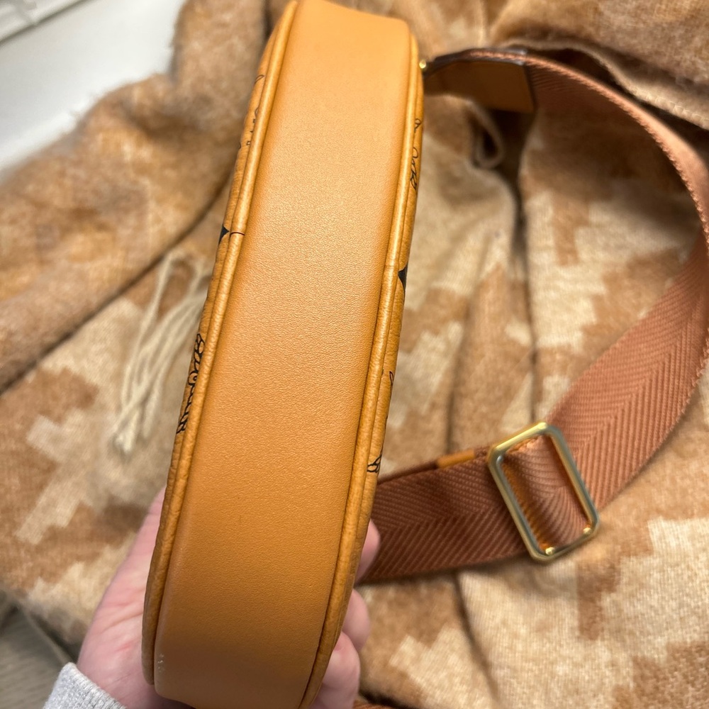 MCM Triple Pouch Signature Visetos Crossbody in Cognac - Picture 6 of 16